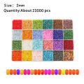 Miyuki de 2 mm de perlas de vidrio de semilla Caja de plástico 24 Colores